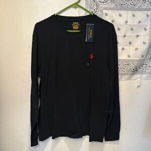 Polo Custom Slim Fit Long Sleeve Black